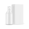 Cosmetic Bottle with Flip Top Cap for Soap or Antiseptic, Paper Box Side View